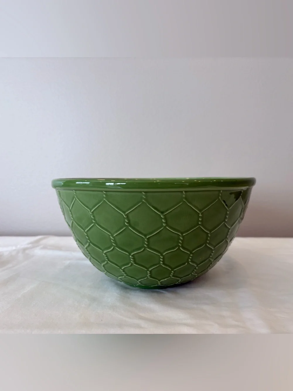 Ceramiche Virginia Italy Green Large 9.5” Pasta Serving Bowl Chain Link Design